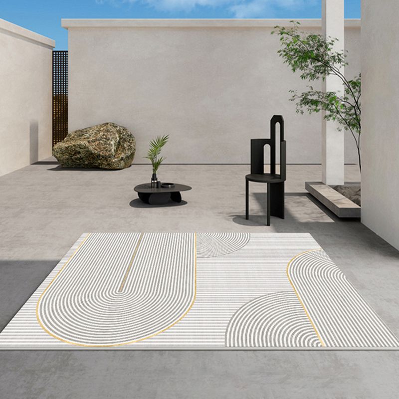 Modern Striped Rug Polyester Beige Rug Washable Rug for Home Decor