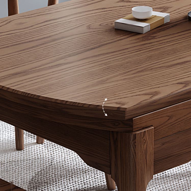 Moderner Stil Brauner Esstisch runden massiv Holz Esstisch mit 4 Beinen für Zuhause
