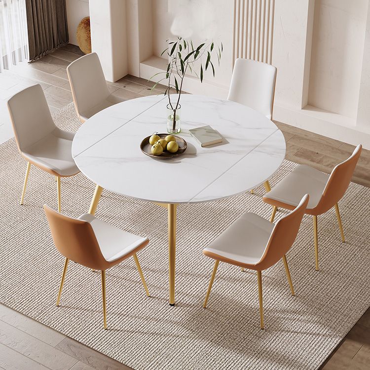Modern Extendable Dining Table Stone Top Dining Table with 4 Legs