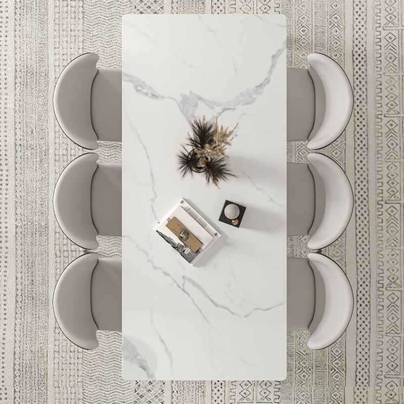 Contemporary Style 1/2/4/5/7 Pieces Dining Chairs Set Rectangle Stone Furniture in White