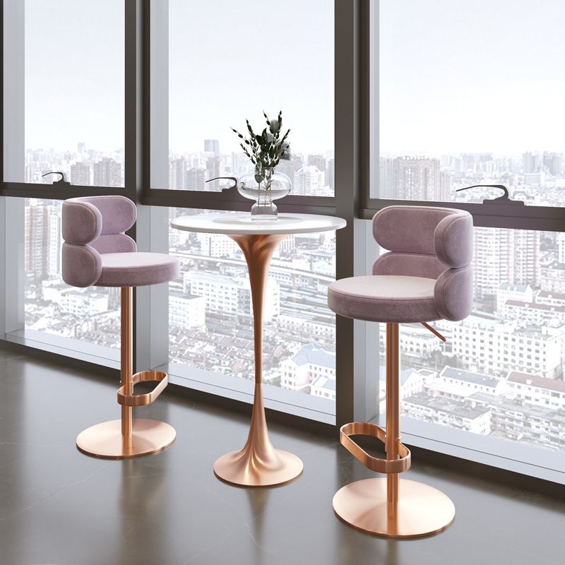 Contemporary Low Back Dining Stool Adjustable Height Bar Stool with Footrest