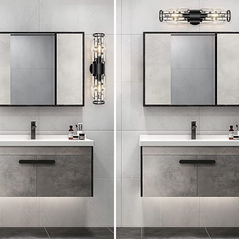 Crystal Modern Bath Sconce Cylinder 2 - Light Bathroom Vanity Lighting