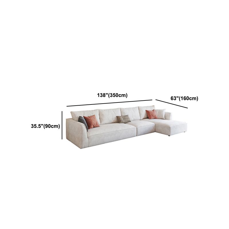 Beige 4-seat Flared Arm Sectional Scandinavian L-shape Sectional