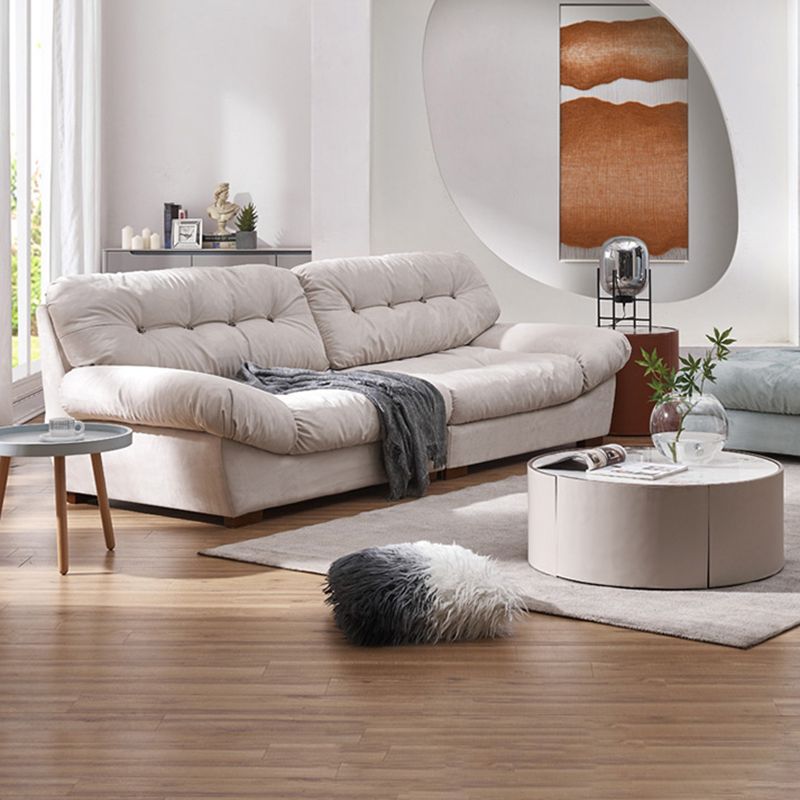 Modern White Cushions Armless Living Room Faux Leather Seating