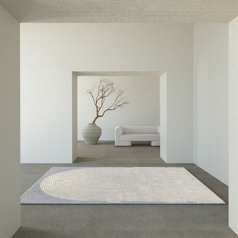 Stylish Grey Modern Rug Polyester Stripe Pattern Area Carpet Non-Slip Backing Rug for Home Decor