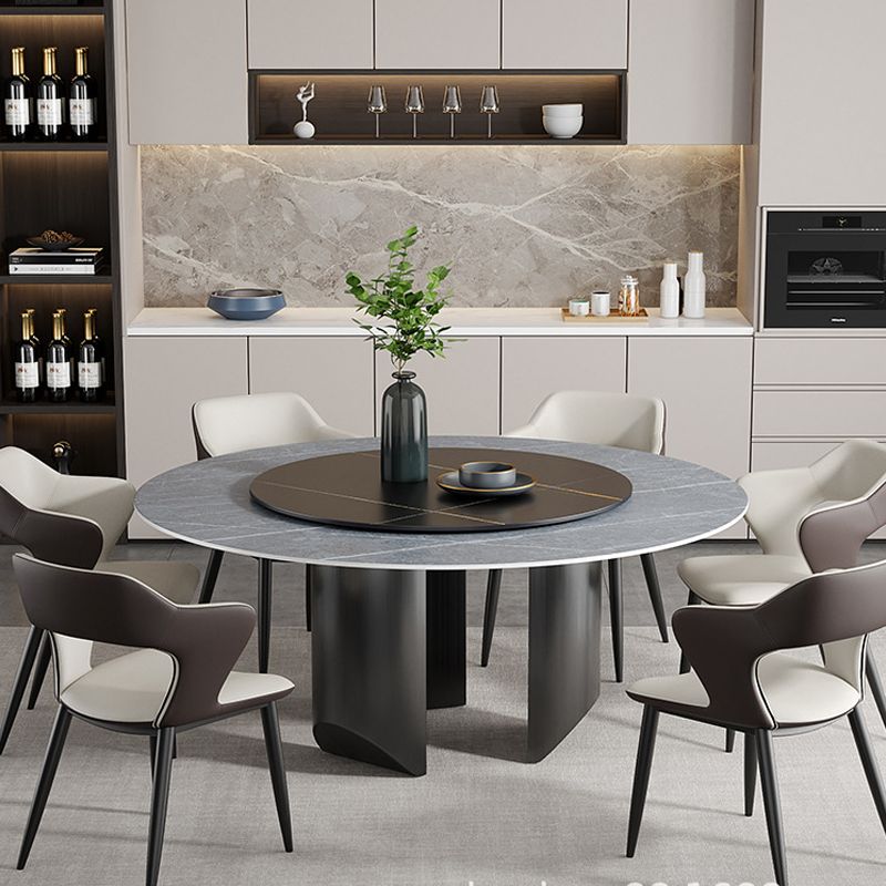 Modern Pedestal Base Dining Table Round Dinner Table with Stainless Steel Base