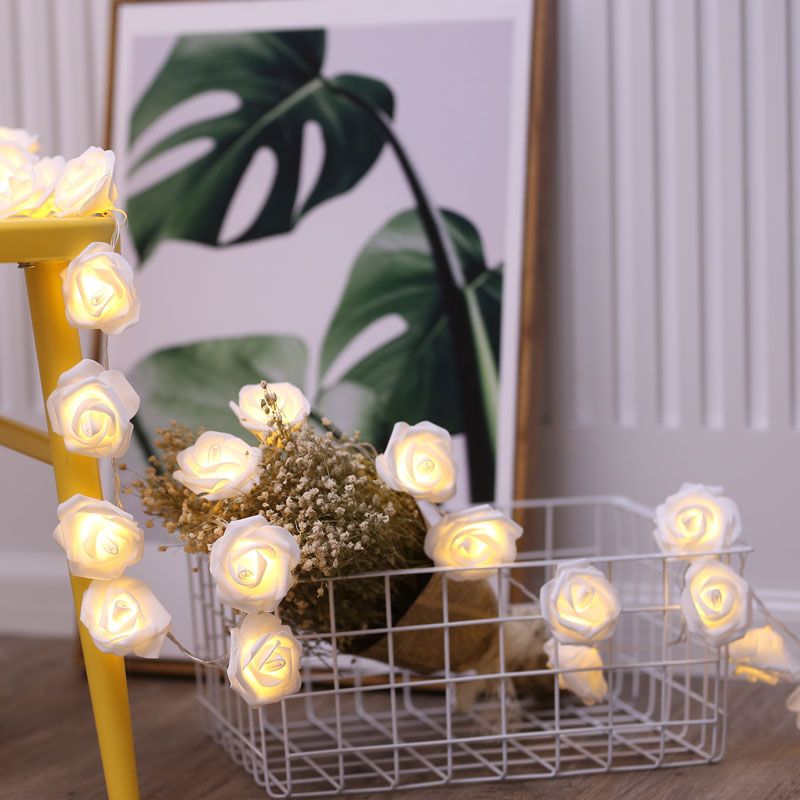 Decorative Rose LED Fairy Lighting Copper Wire Girls Bedroom Battery String Light