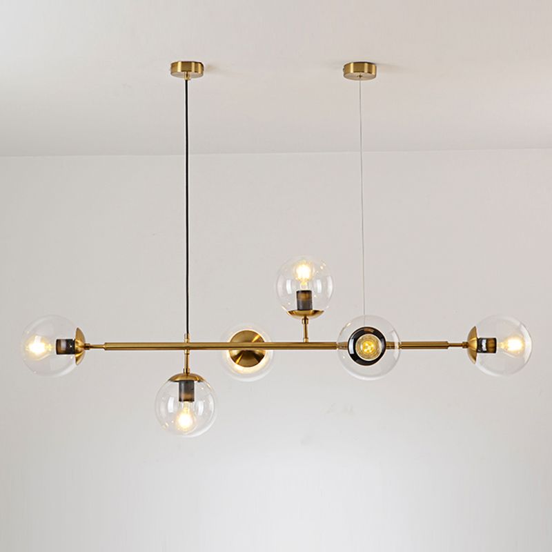 Orb Island Lighting Fixture Minimalistic Glass Island Ceiling Light for Dinning Room