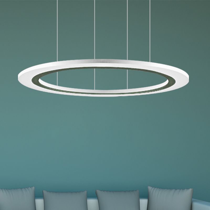 Circular Chandelier Pendant Simplicity Acrylic LED 1/2/3-Light Living Room Suspension Lamp in Warm/White Light with DIY Design