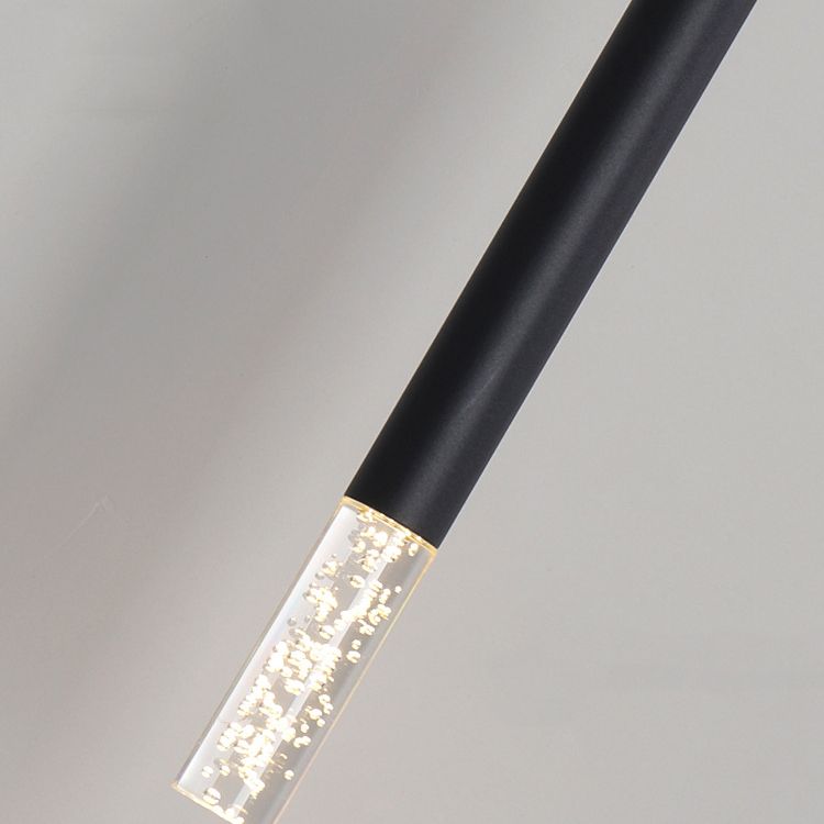 Luz de colgante LED de cilindroide negro en simplicidad moderna Lámpara colgante de hierro forjado con sombra acrílica