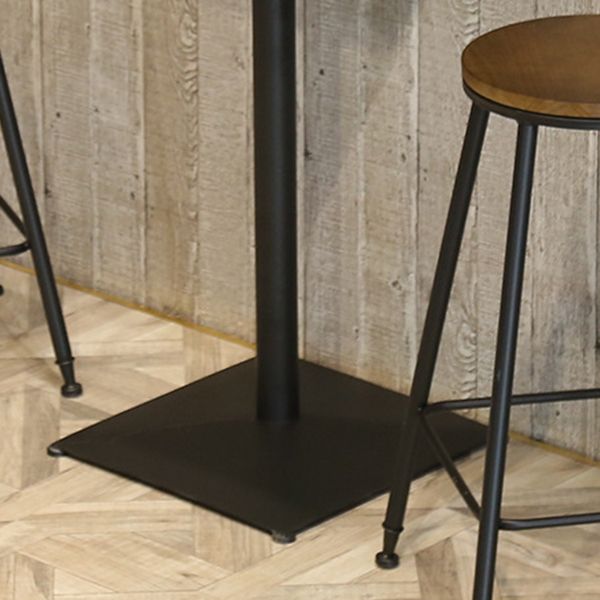 Industrial Black Metal Bar Table Wood 21.6"W Top Indoor Pedestal Bistro Table