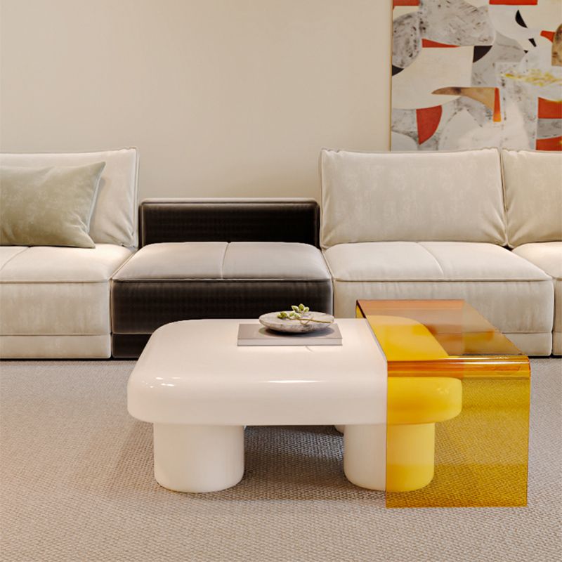 Contemporary 2 Nesting Coffee Table Set Square 4 Legs Cocktail Table