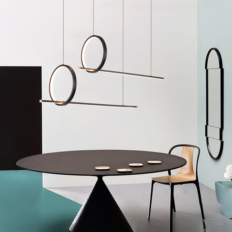 Idées d'éclairage d'île linéaire de forme moderne