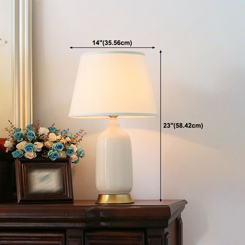 Conical Table Lamp Simplicity Style Fabric Shaded Table Light for Bedroom