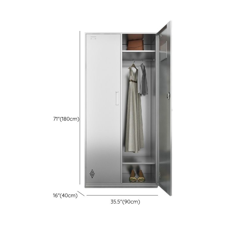 Chrome Metal Storage Cabinet Contemporary Cabinet with Hinged Doors