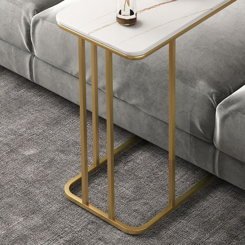 Modern C Corner Table Round Slate Side End Table for Living Room