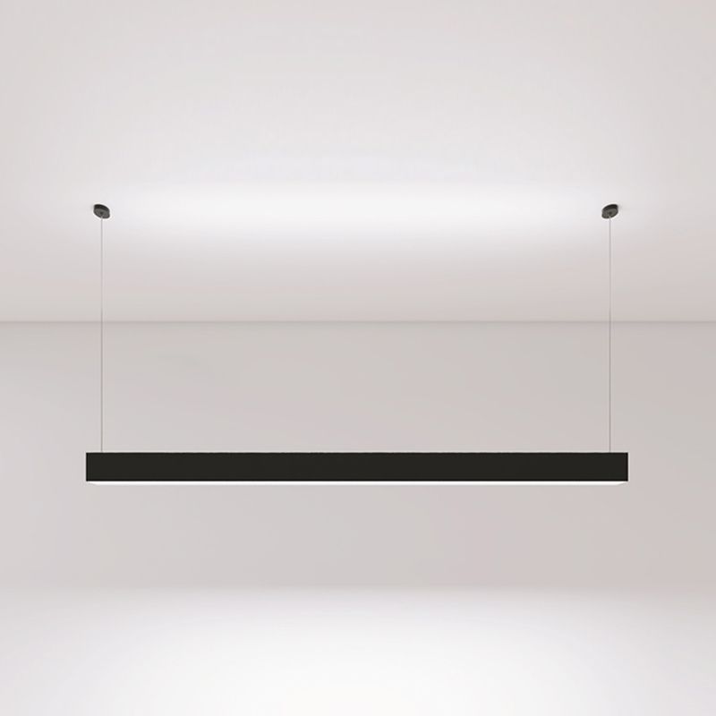 Black Aluminum Island Light Fixture Simple Style 1-Light Rectangle Office LED Hanging Lamp