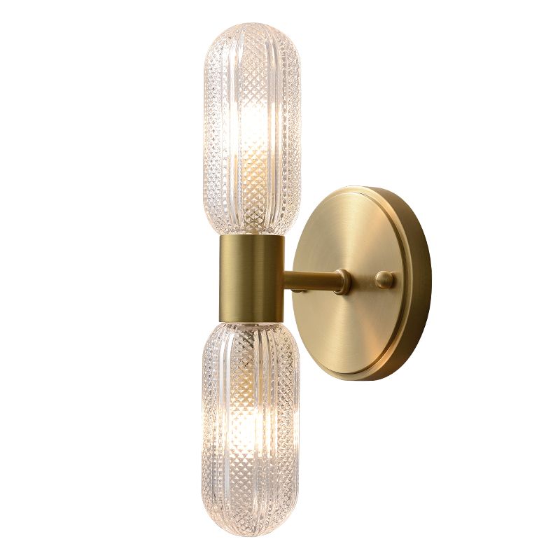 Gold Glass Wall Lamp in Modern Creative Style Copper Cylindrical Wall Sconce for Interior Spaces