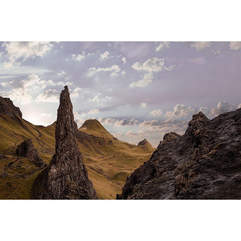 Mountain Landscapes Mural Moisture Resistant Wall Covering for Living Room