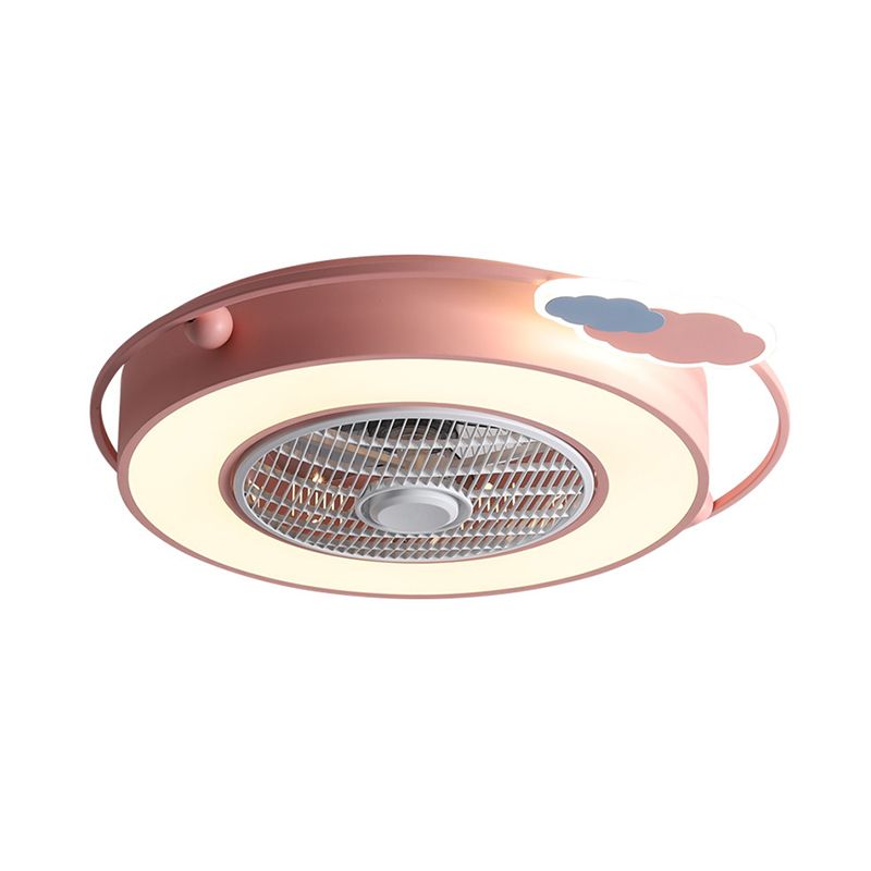 Fan Blue/Pink LED Afferty Acrilico SEMILE SEMI SEMI SEMI SEMI SEMI FLUSHETTO CON ORNAZIONE DI CUORE/CLOUP TOUND/AMORE, larghezza 23,5 "