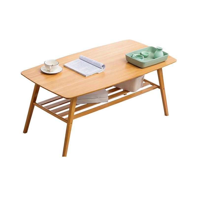 4 Legs Coffee Table Rectangular Single Coffee Table with Shelf
