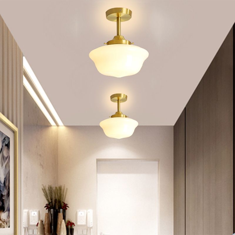 Modern Simple Geometry Shape Ceiling Lamp Copper 1 Light Flush Mount