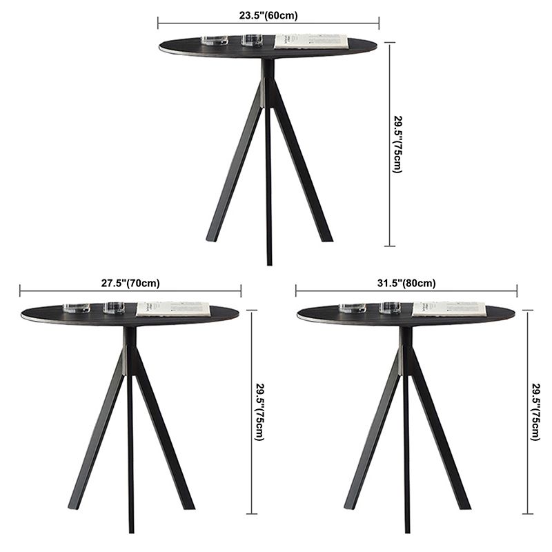 Moderne stijl gesinterde stenen eettafel zwarte ronde tafel met 3 poten