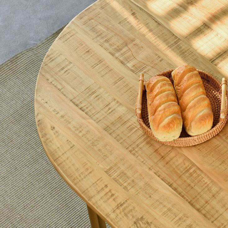 Zeitgenössischer Massivholz Khaki Esstisch Oval Form Standard Esstisch für Küche
