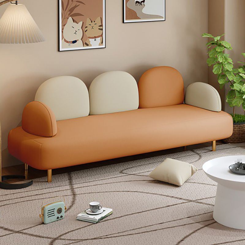 Macaroon Modern Recessed Arm Sofa 3 Seater Curved Sofa for Living Room