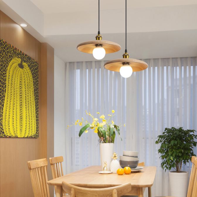 Minimalistischer Stil Anhänger Beleuchtungsbehandlung Kreis Anhänger Lichtkit mit Holzschatten