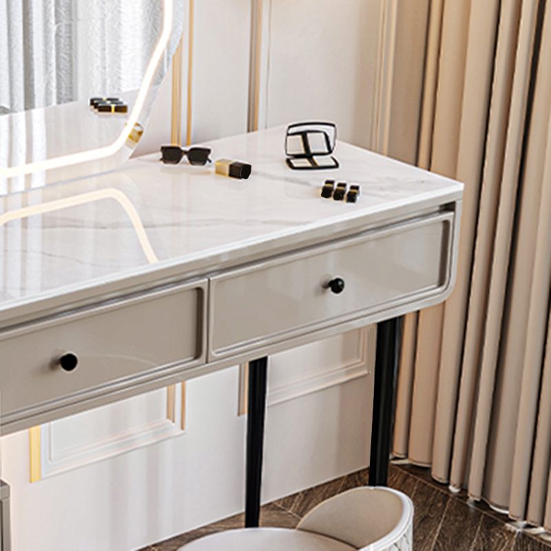 Glam Slate Top Vanity Dressing Table Solid Wood Vanity Desk with Drawers