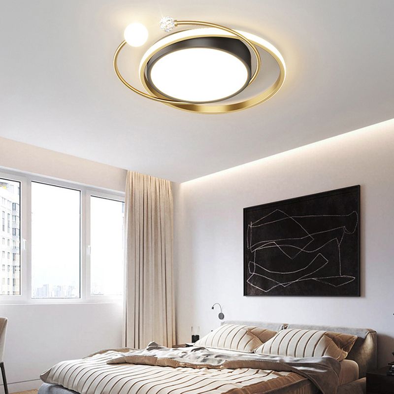 Geometric Flush Mount Fixture Contemporary Metal Ceiling Light in Black