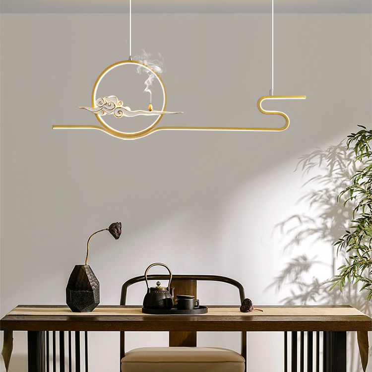 Resin Hanging Pendant Lights Modern Linear Hanging Lamps for Dining Room