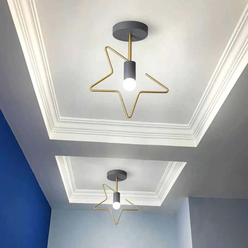 Metal Unique Shade Flush Ceiling Light Modern Style 1 Light Flush Mount Fixture