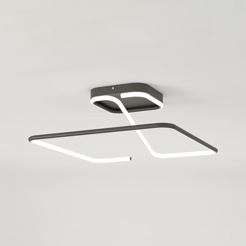 Line Shape LED Ceiling Lamp Modern Iron 1 Light Flush Mount for Study Bedroom