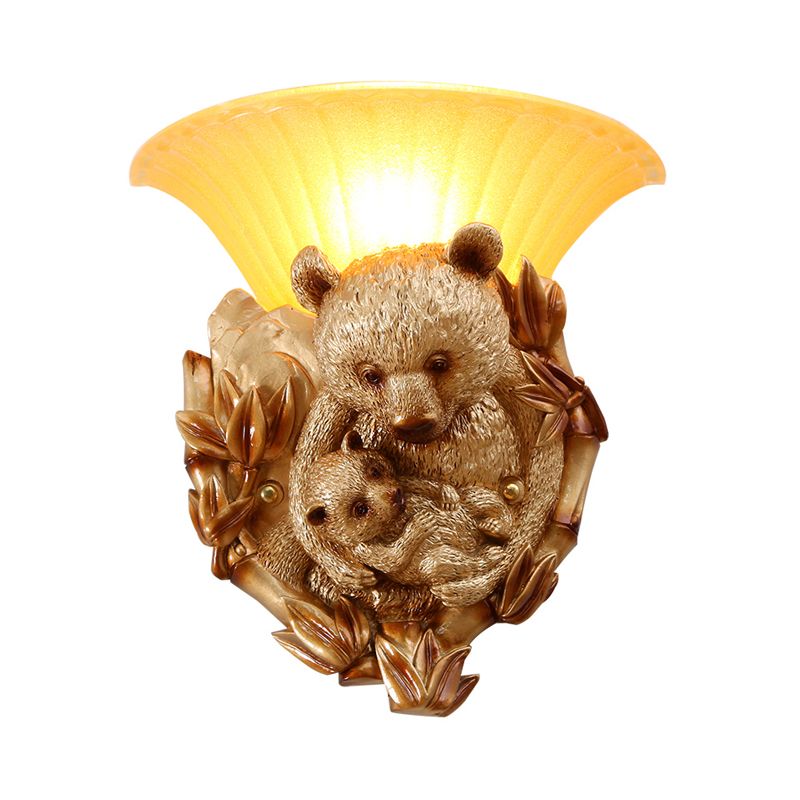 Resin Bear Mom and Baby Sconce Light Vintage 1-Light Golden Wall Mount Lighting Ideas
