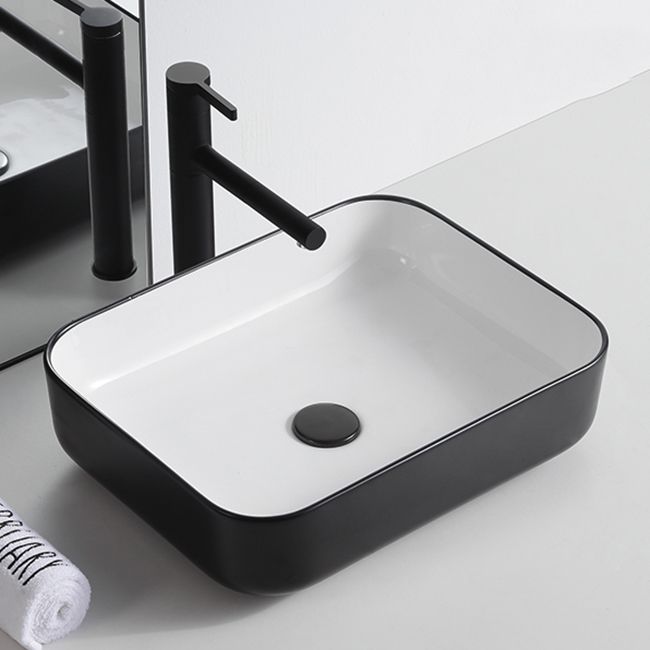 Modern Trough Bathroom Sink White and Black Trough Bathroom Sink