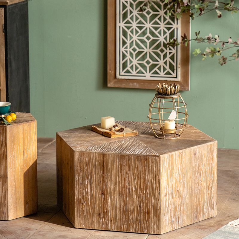 Rustic Corner Table Solid Wood Brown Side End Table for Living Room