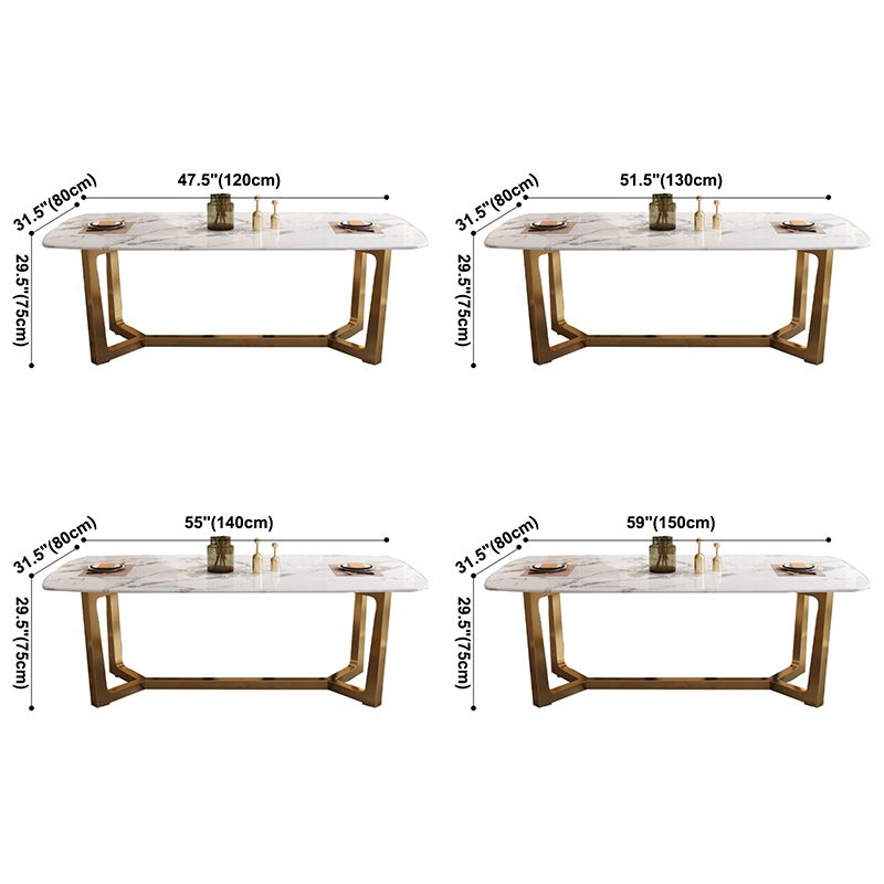Luxusstil Home Sintered Stein Esstisch Rechteckiger Form Tisch mit Trestle Basis