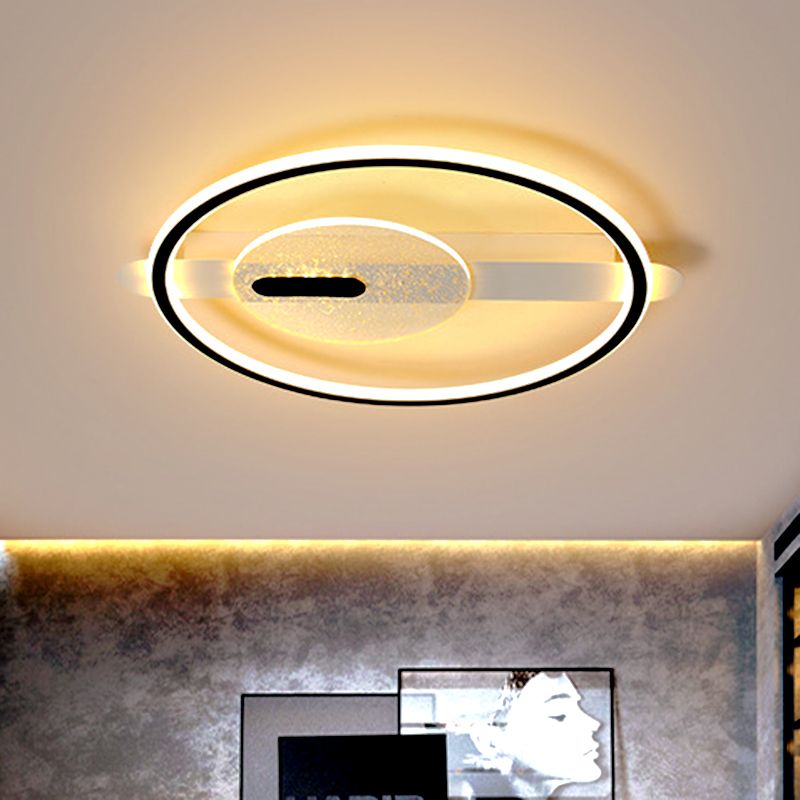 Monte semi-flush rotonda nera/oro Simplicità Apparecchiatura del soffitto acrilico in luce calda/bianca, larghezza 16,5 "/20,5"