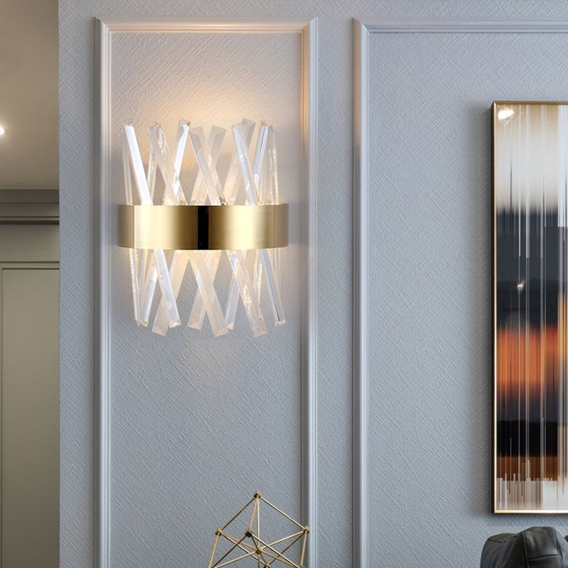 Crossed Clear Crystal Strip Sconce Lights Post-modern Style Simplicity Wall Light in Gold