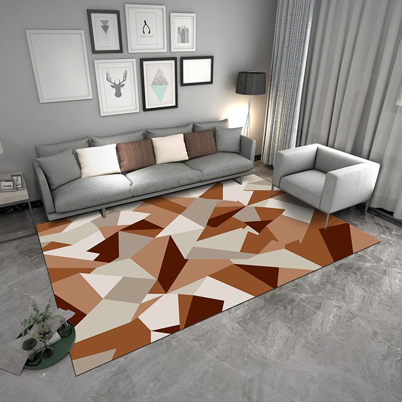 Zeitgenössischer geometrischer Teppich, mehrfarbiger Polyster-Teppich, haustierfreundlicher, rutschfester Innenteppich für den Salon