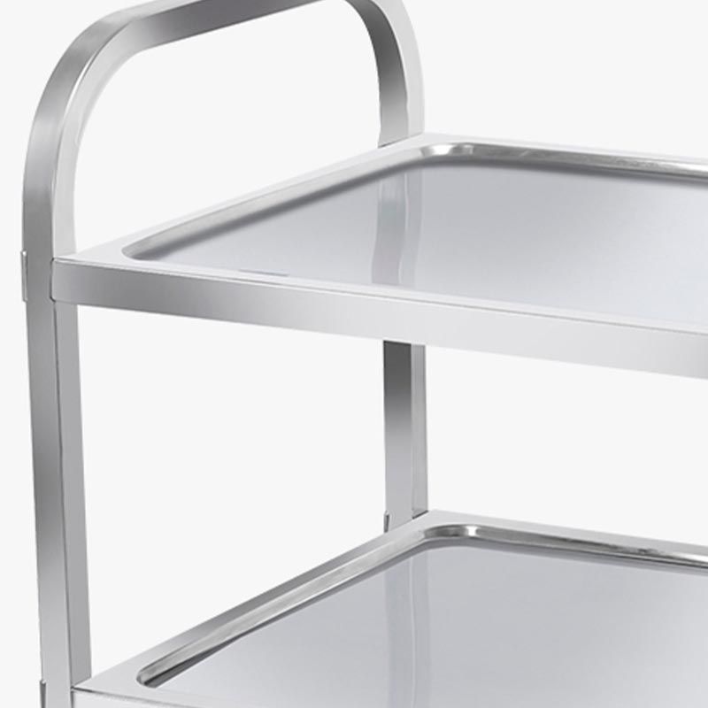 Contemporary Rolling Prep Table Metal Prep Table with Open Storage