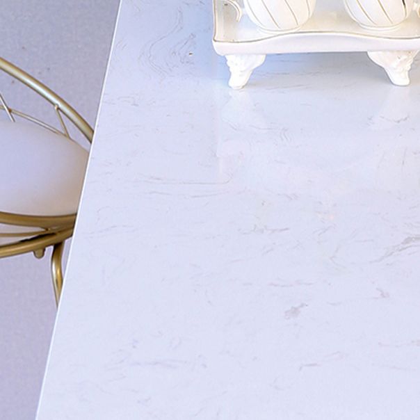 Glam White Wood Counter Table with Rectangle Table Top Gold Legs Table - 42" H