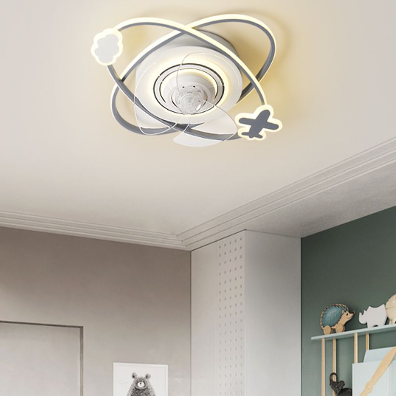 Metal Ceiling Fan Lighting Modern Style 5 Light Ceiling Fan Lamp for Bedroom