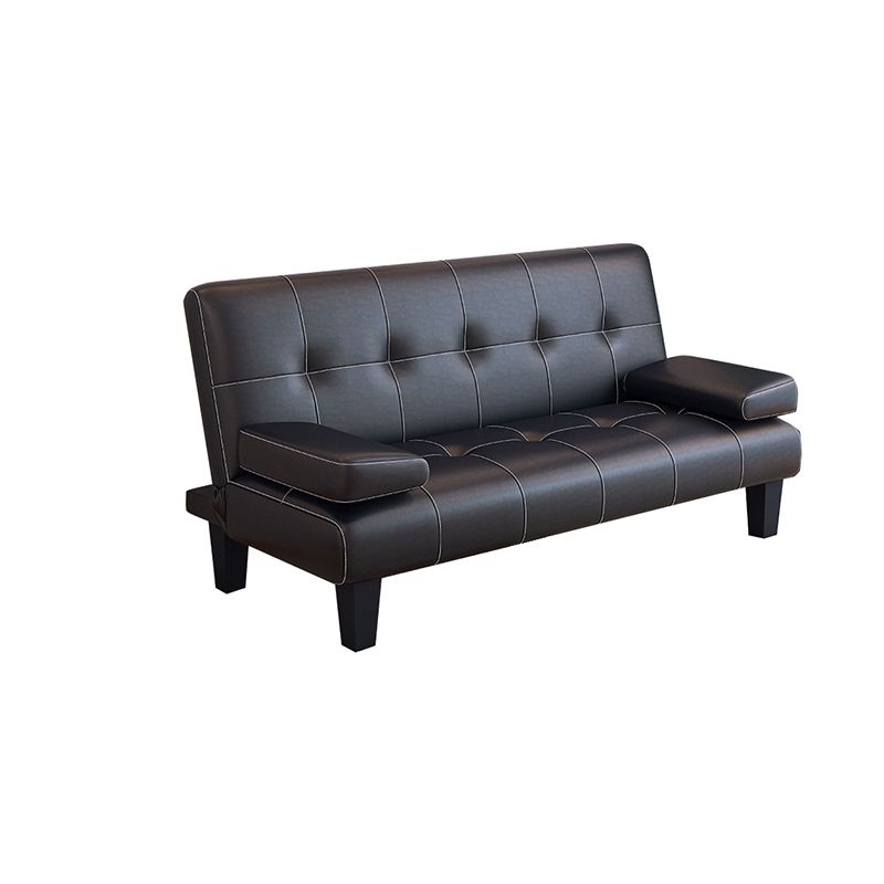 Contemporary Faux Leather and Velvet Reclining Convertible Settee Couch