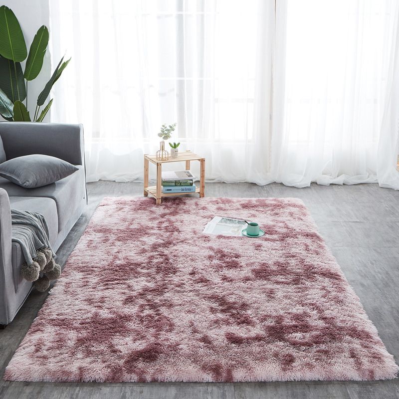 Blue Simple Carpet Polyester Tie-Dye Carpet Non-Slip Backing Carpet for Living Room