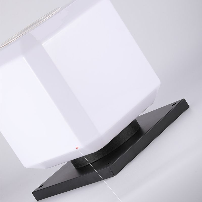 1-Light LED Pillar Lamp Square Solar Lighting Fixture with Acrylic Shade for Garden