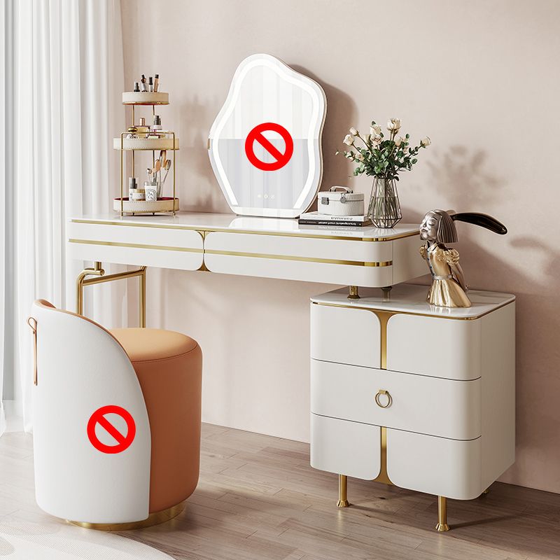 Wooden Vanity Dressing Table Set Glam Slate Top Makeup Vanity Set
