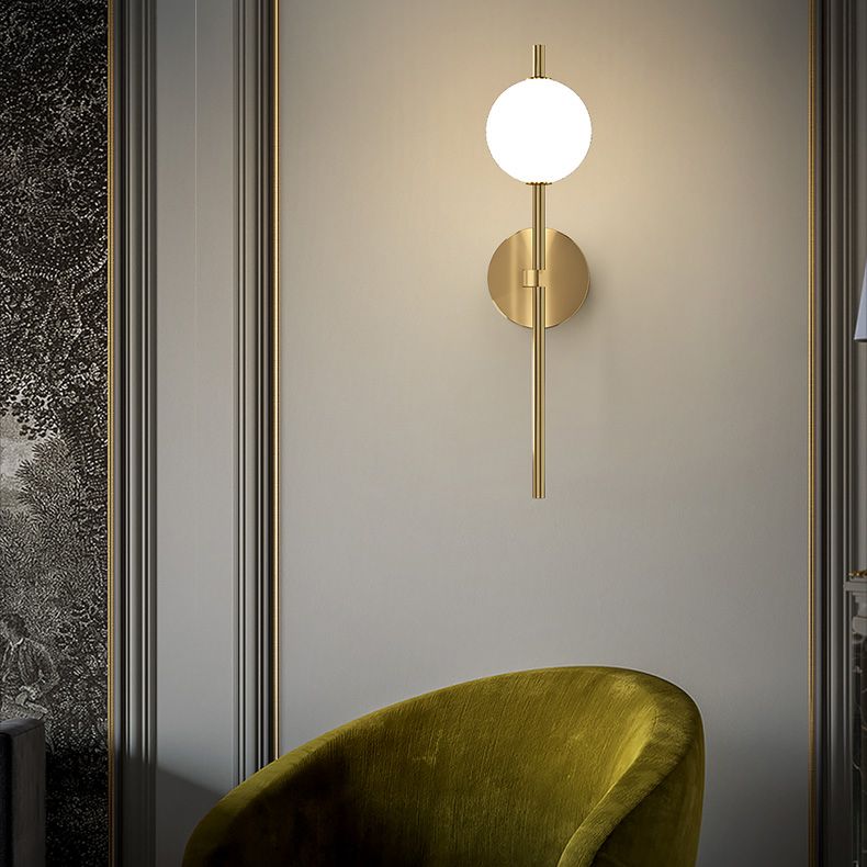 Copper Gold LED Wall Sconce in Modern Minimalist Style Globe Glass Wall Lamp for Living Room
